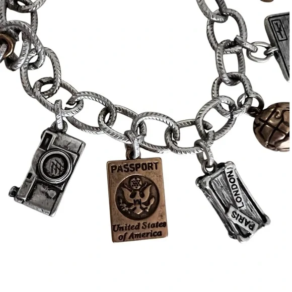 Vintage Travel Theme Charm Bracelet - Picture 2 of 7